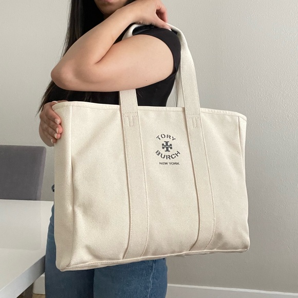New✨ tory burch canvas large tote shoulder bag 156476 - Picture 13 of 14